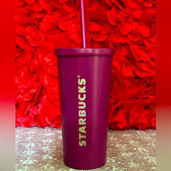 NWT💗💜RARE🩶Starbucks Europe🇬🇧Matte Magenta Stainless Steel Grande Tumbler - Picture 1 of 7